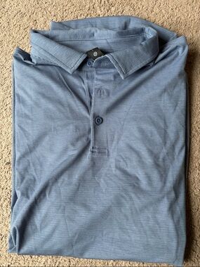 lululemon athletica Men's Light Blue Micro-Stripe Polo